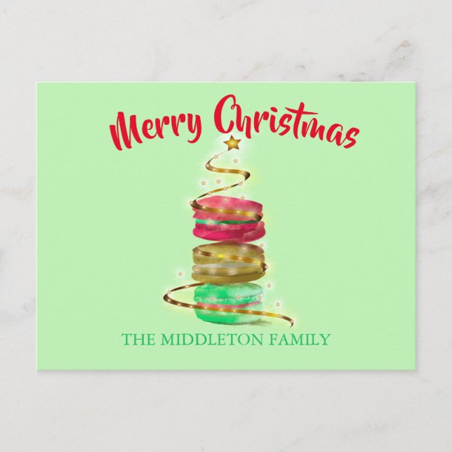 Carte Postale Macarons couleur or de Noël (Devant)