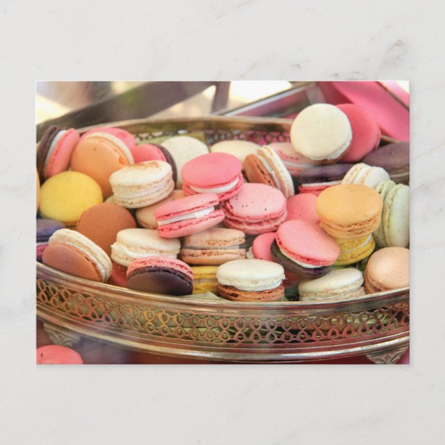Carte Postale Macarons de différentes couleurs (Devant)