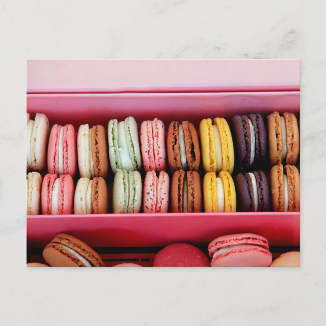 Carte Postale Macarons de différentes couleurs (Devant)