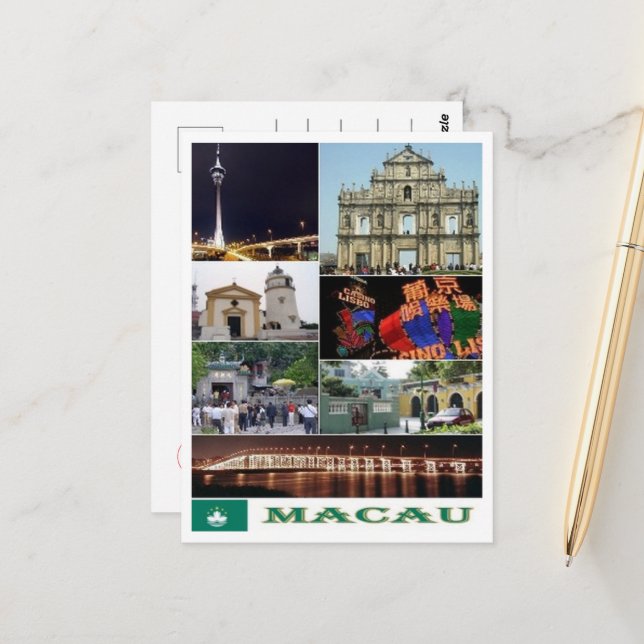 Carte Postale Macau - Macao - Mosaïque - (Devant/Arrière en situation)