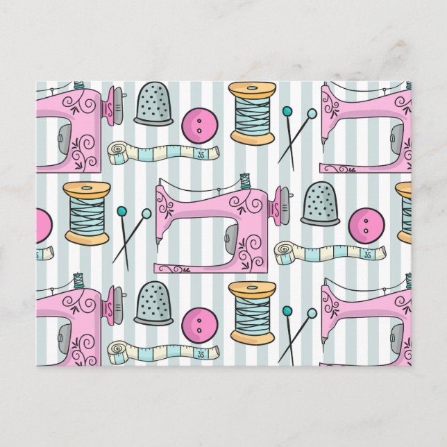 Carte Postale Machine à coudre - Couture rose Crafts Sew (Devant)