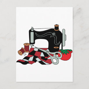 Carte Postale Machine à coudre et courtepointe