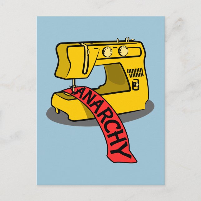 Carte Postale Machine à coudre jaune anarchie (Devant)