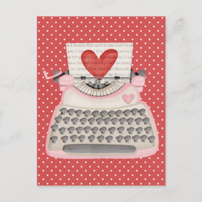 Carte Postale Machine à écrire d'amour (Devant)