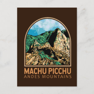 Carte Postale Machu Picchu Pérou Emblem Vintage