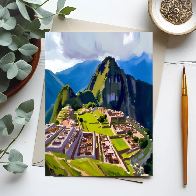 Carte Postale Machu Picchu Pérou peinture (Créateur téléchargé)