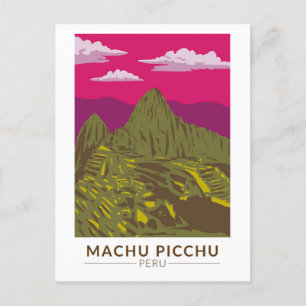 Carte Postale Machu Picchu Pérou Voyage Art Retro