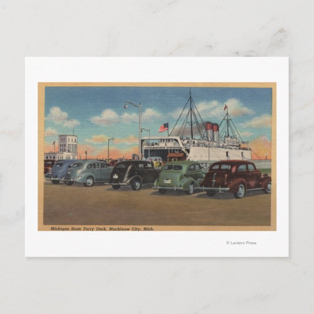 Carte Postale Mackinaw City, MI - Vue du quai des ferries de l'É (Devant)