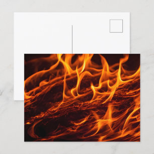 Carte Postale Macro de flamme de feu dans la cheminée