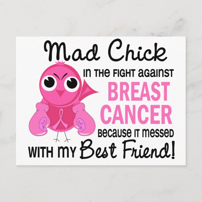 Carte Postale Mad Chick 2 meilleur ami cancer du sein (Devant)