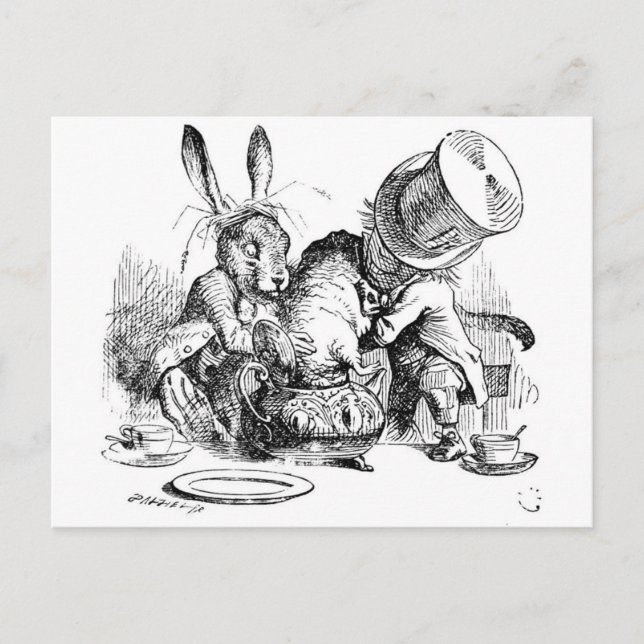 Carte Postale Mad Hatter, Dormouse et March Hare (Devant)
