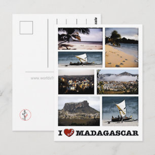 Carte Postale Madagascar I Love - Mosaïque -