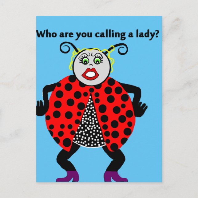 Carte Postale Madame Bug Funny de coccinelle (Devant)