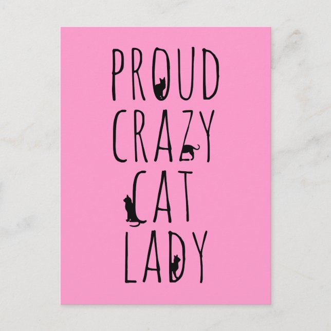 Carte Postale Madame folle fière de chat (Devant)
