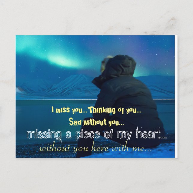 Carte Postale Mademoiselle Manquante Triste Coeur Solitaire Cass (Devant)
