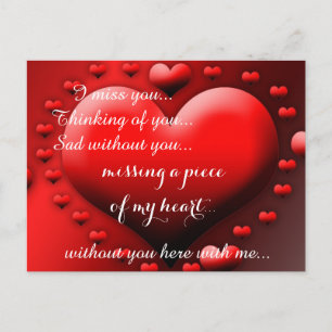 Carte Postale Mademoiselle Manquante Triste Coeur Solitaire Cass