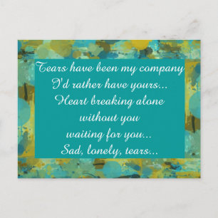 Carte Postale Mademoiselle Manquante Triste Coeur Solitaire Cass
