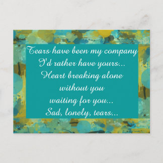 Carte Postale Mademoiselle Manquante Triste Coeur Solitaire Cass