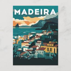Carte Postale Madère Portugal Aquarelle Peinture
