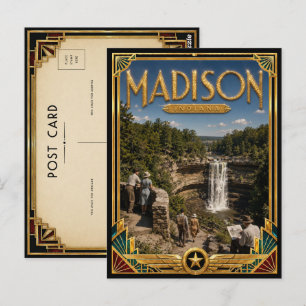 Carte Postale Madison Indiana Art Déco vintage de l'âge d'or