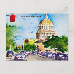 Carte Postale Madison, Wisconsin, Vintage du Capitole