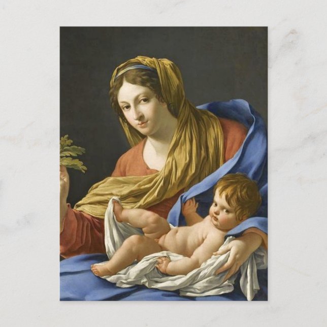Carte Postale Madone française du XVIIe siècle et enfant (Devant)