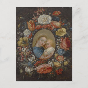 Carte Postale Madonna and Child in a Floral Frame, Clara Peeters