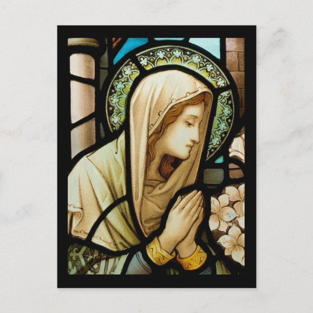Carte Postale Madonna dans la prière Vitrail (Devant)