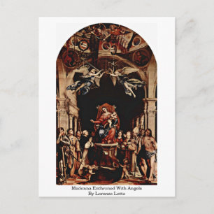 Carte Postale Madonna Enfilée D'Anges Par Lorenzo Lotto