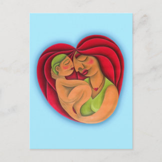 Carte Postale Madre y su hijo pintura óleo arte. Maman.