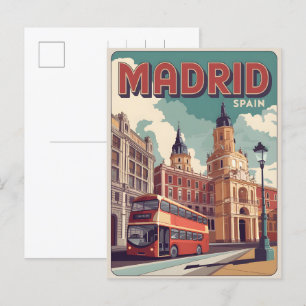 Carte Postale Madrid bus espagne vintage voyage souvenirs, cadea