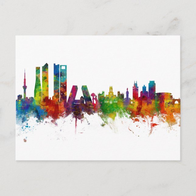 Carte Postale Madrid Espagne Skyline (Devant)