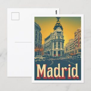 Carte Postale Madrid Espagne Vintage Lieu de Voyage célèbre