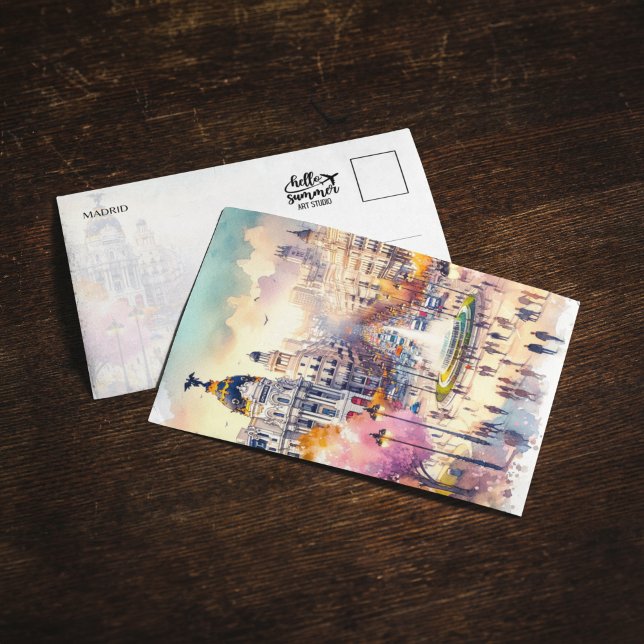 Carte postale Madrid Espagne Watercolor (Créateur téléchargé)