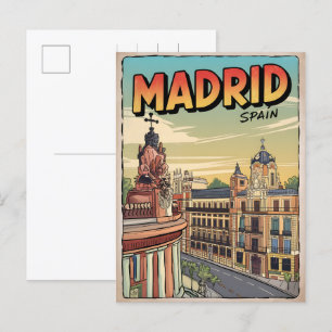 Carte Postale Madrid ville Espagne vintage voyage souvenirs, cad