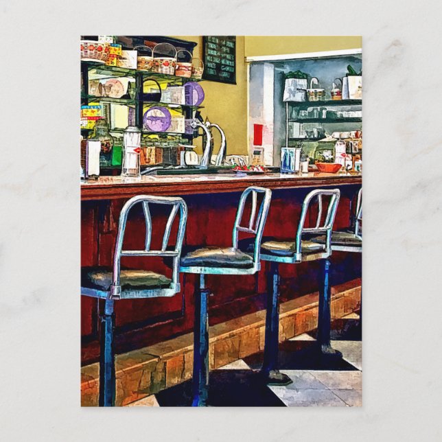 Carte Postale Magasin De Bonbons Avec Fontaine De Soda (Devant)