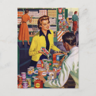 Carte Postale Magasin d'épicerie vintage Retro