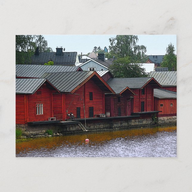 Carte Postale Magasins rouges en Porvoo, Finlande (Devant)