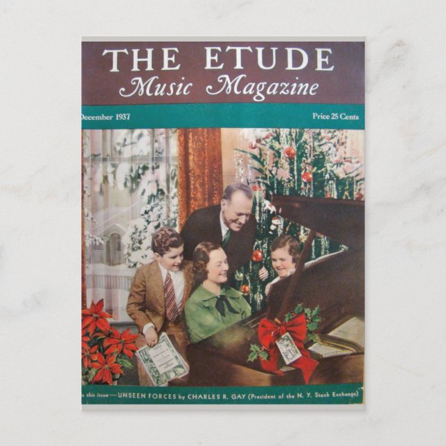 Carte Postale Magazine de musique, 'The Etude' Décembre 1937 (Devant)