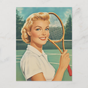 Carte Postale Magazine des années 1950 Illustration Tennis Woman