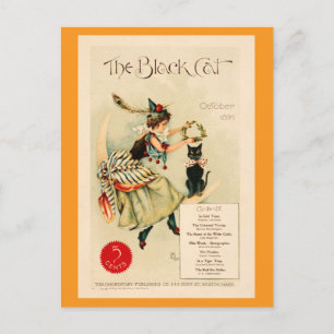 Carte Postale Magazine Victorien Halloween Vintage Black Cat