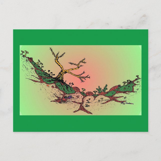 Carte postale Magic Valley Daytime Art - Vert, Ros (Devant)