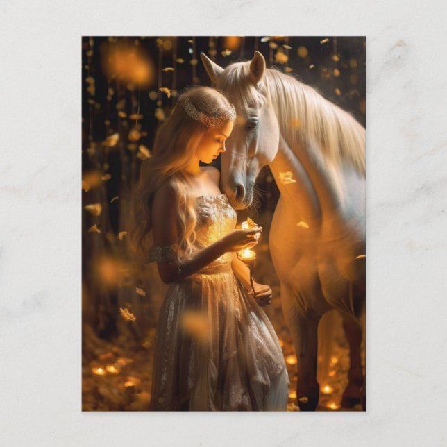 Carte Postale Magical Girl And Horse Imaginaire Ar (Devant)