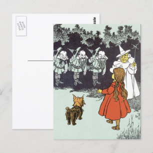 Carte Postale Magicien d'Oz Dorothée Toto Glinda Munchkins vinta