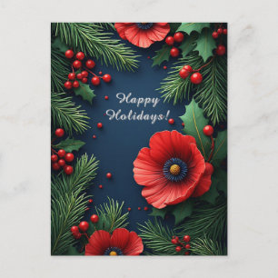 Carte Postale 🎄 Magie de la floraison de Poinsettia de Noël ❄️