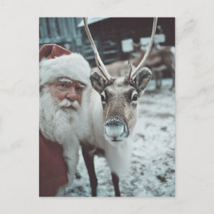Carte Postale Magie hivernale de Noël avec le Père Noël et les r