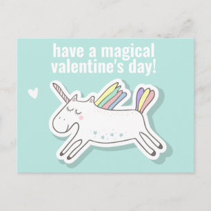 Carte Postale Magique Saint-Valentin - Licorne Enfants Mignon  C