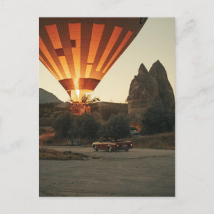 Carte Postale Magique Sunrise Hot Air Balloon Vue Avec Voiture R
