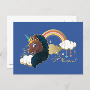 Carte Postale Magique Unicorn Arc en ciel et nuages Design