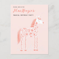 Magique Unicorn Blush rose fête d'anniversaire Inv